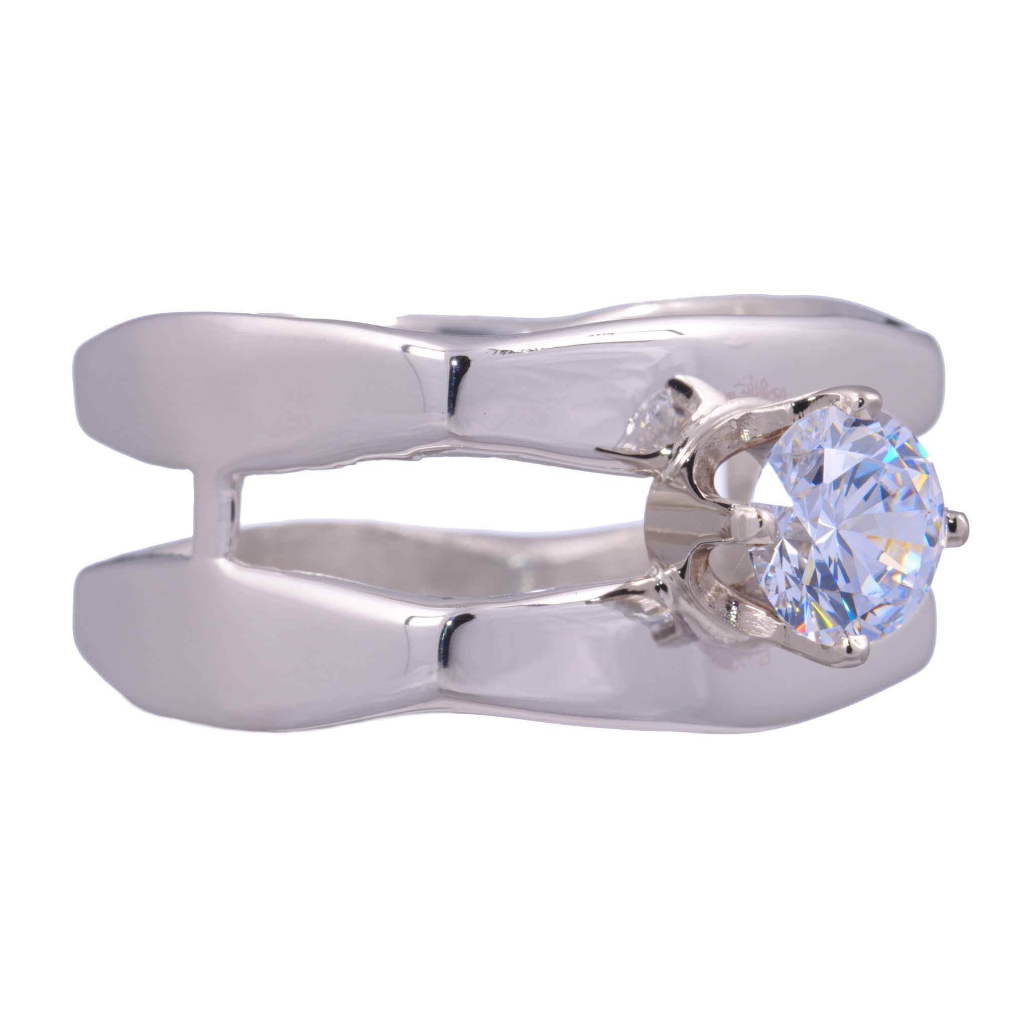 Double Square Ring with CZ - Image 2