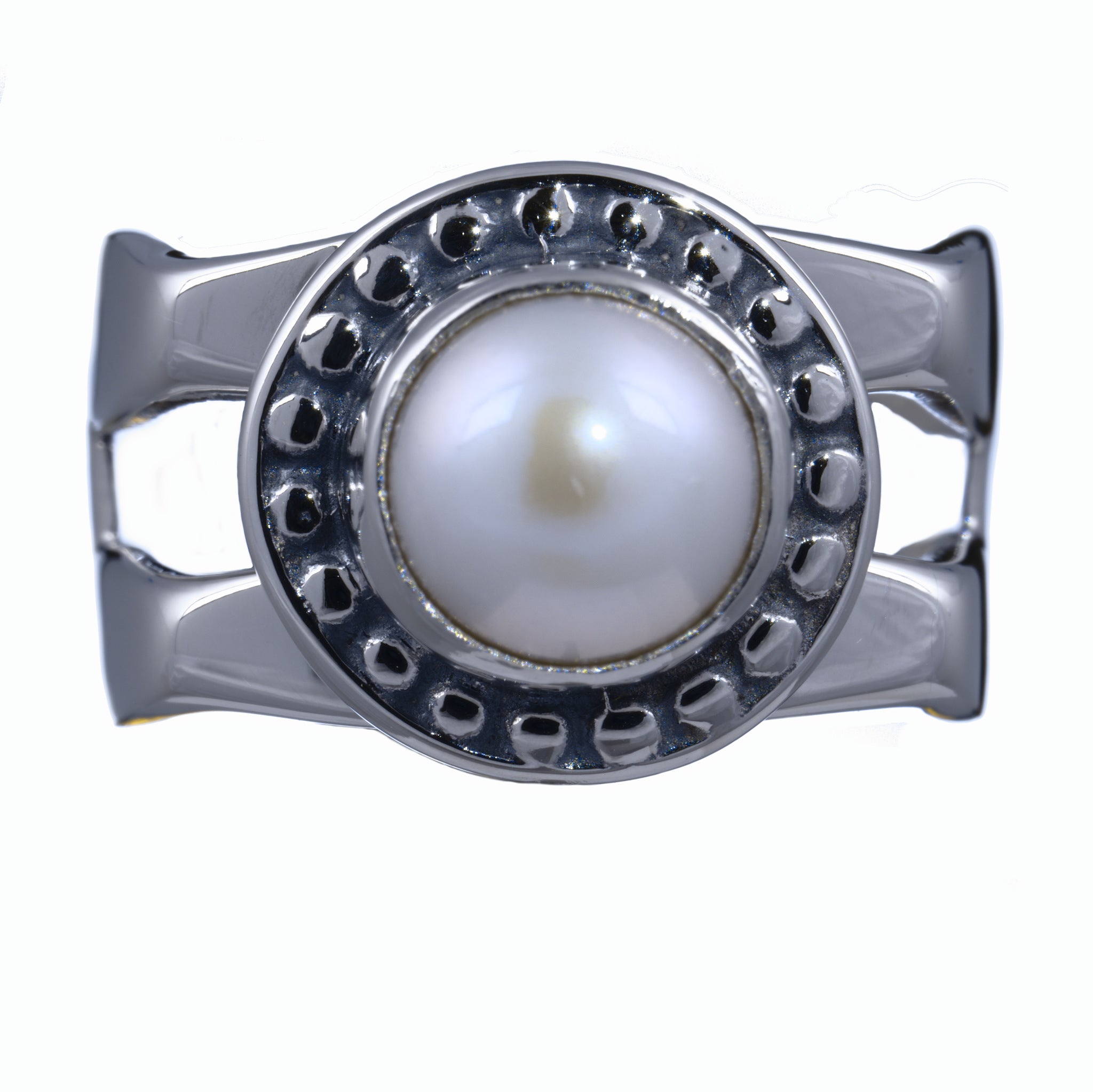 Double Square Ring with Pearl