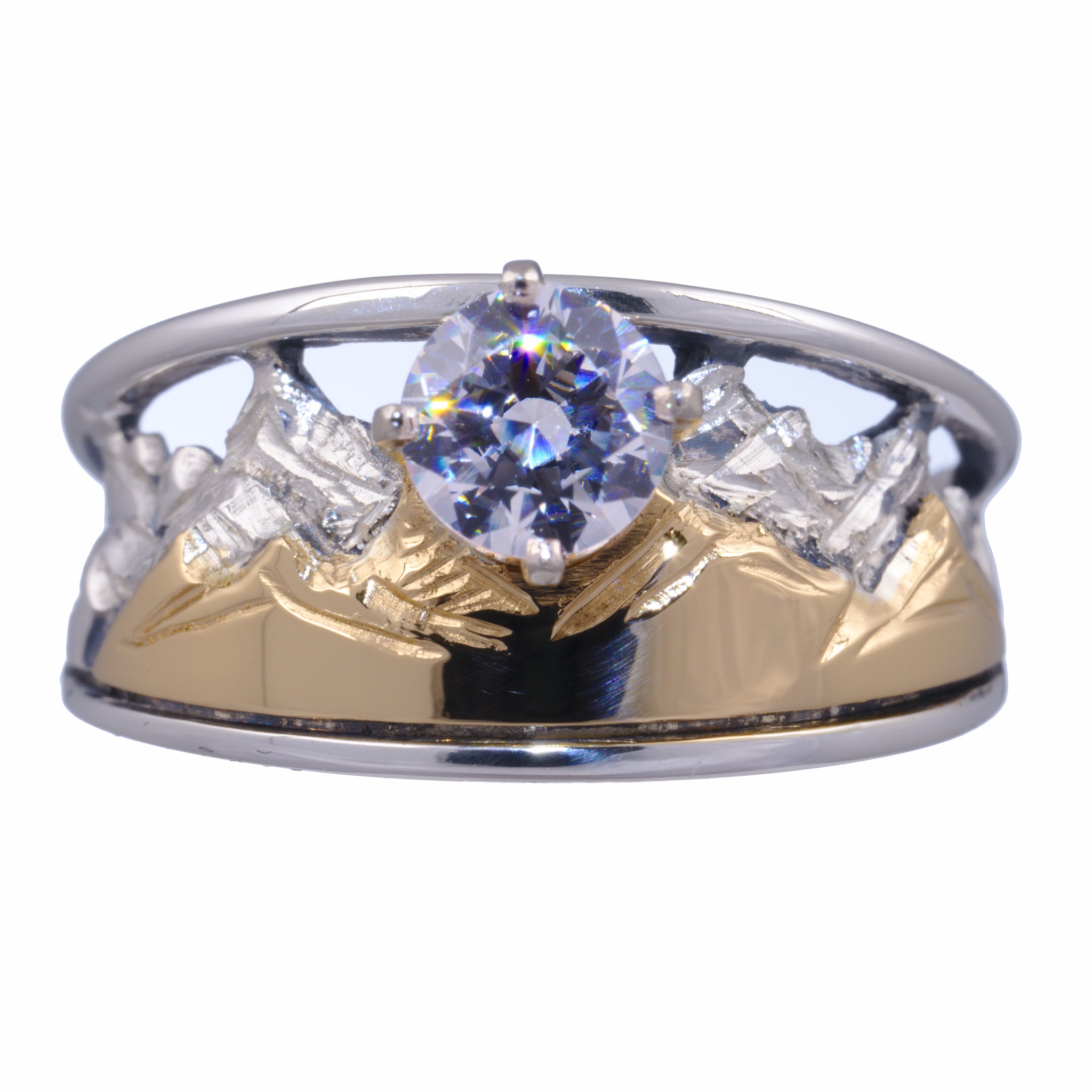 Tapered Mountain Ring with CZ