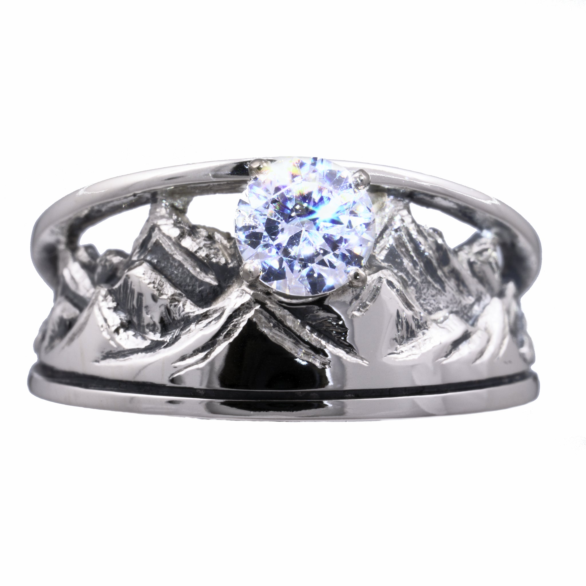 Tapered Mountain Ring with CZ - Image 3