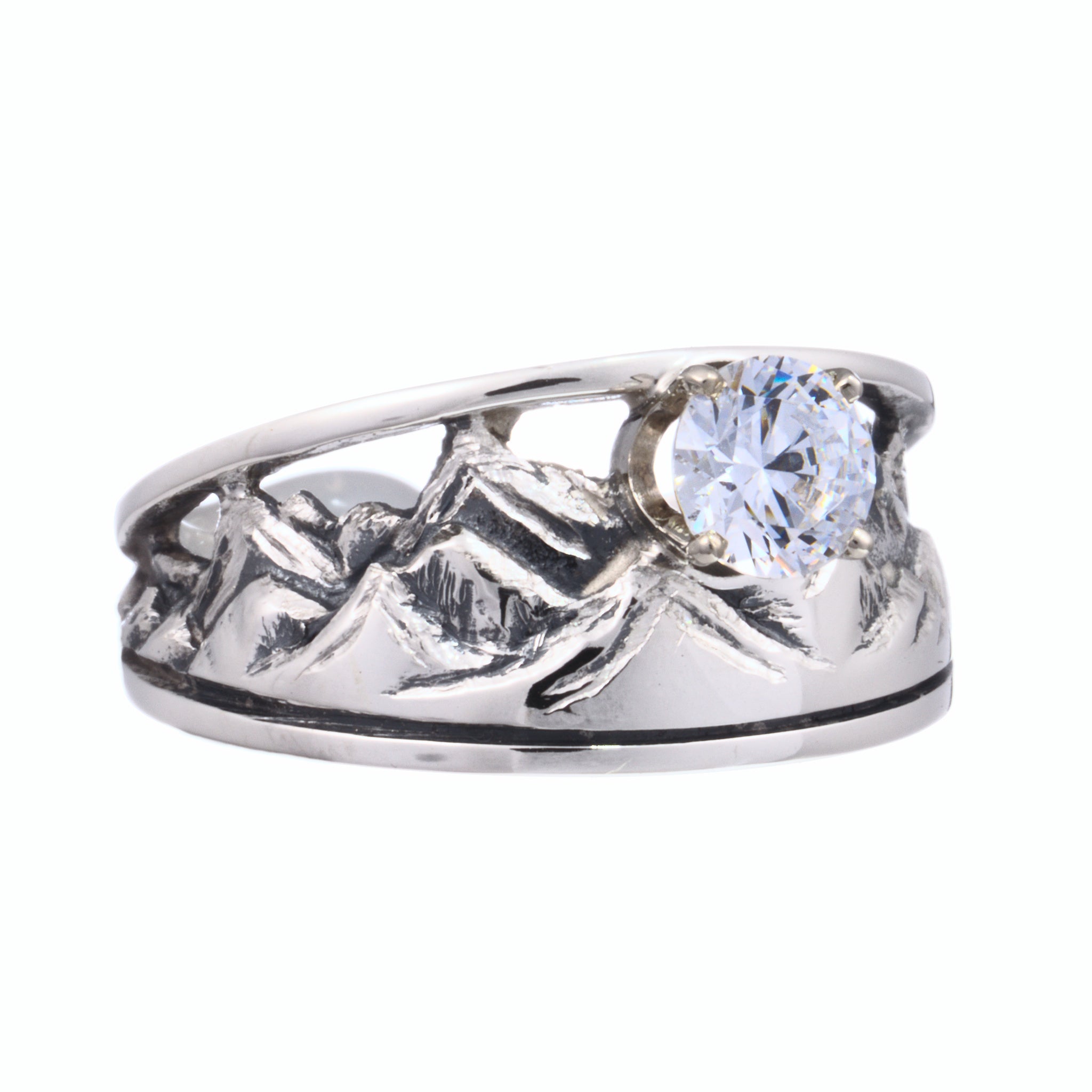 Tapered Mountain Ring with CZ - Image 4